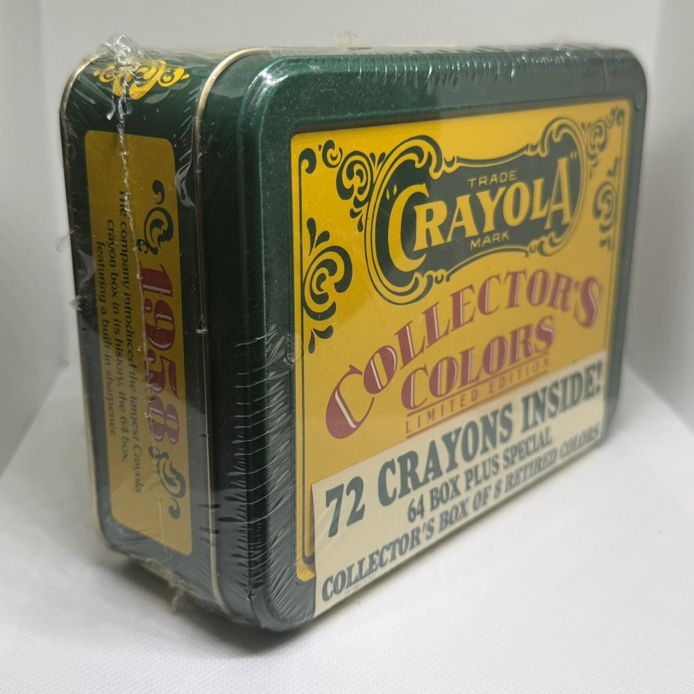 New Sealed Vtg 1991 Crayola Tin Collectors Colors Limited Edition 72 CRAYONS